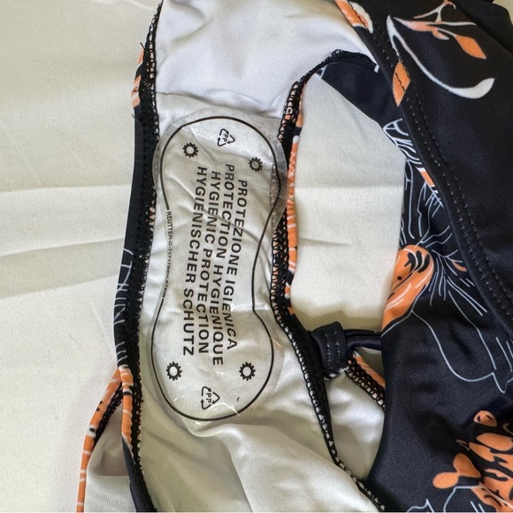 NWOT Black and Orange One-Piece Swimsuit with Halter Neck - Picture 7 of 7